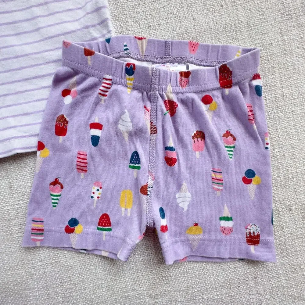 Hanna Andersson Purple Ice Cream Shorts PJ Set GUC 4